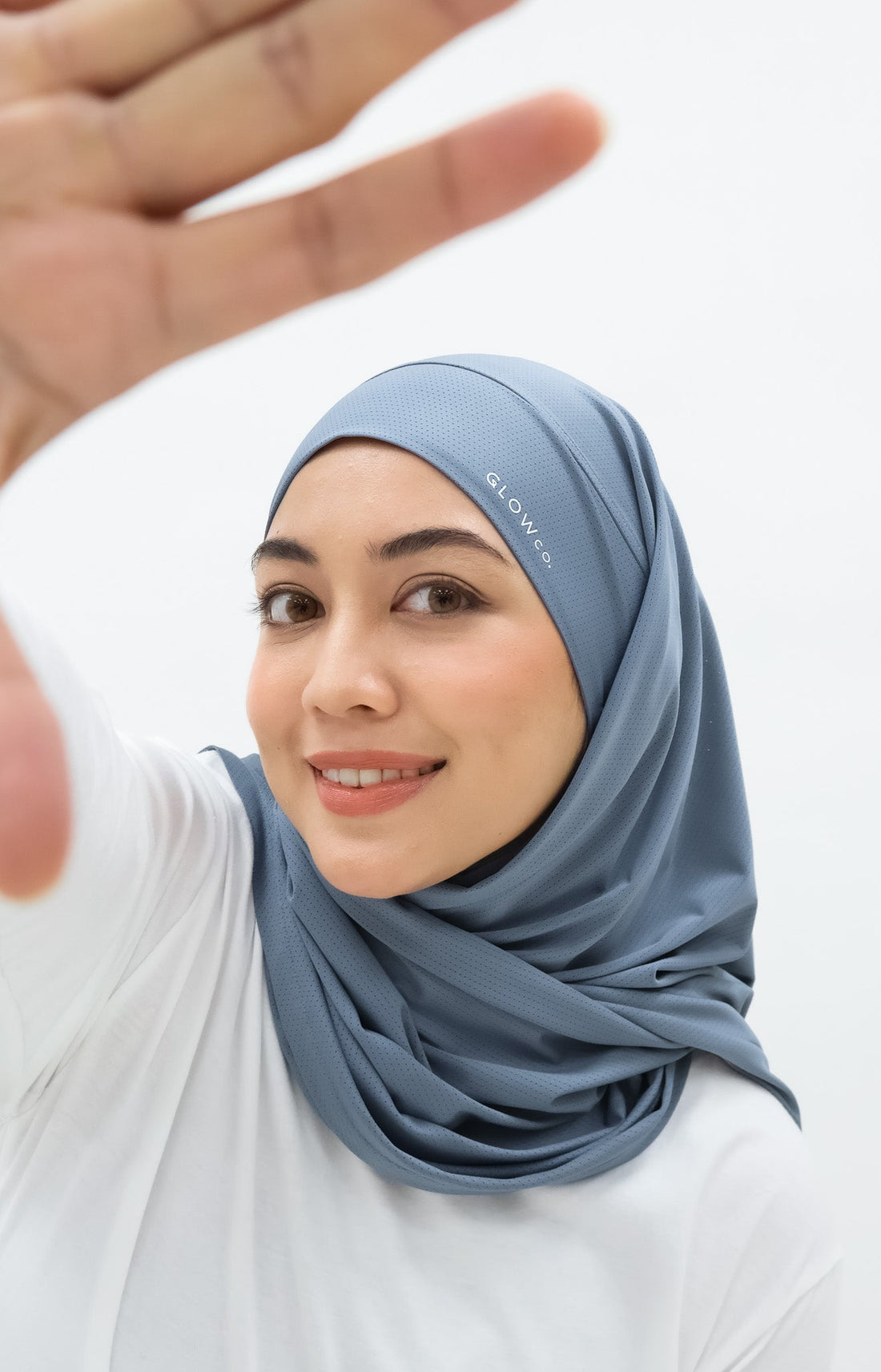 Sports Hijabs GLOWco Exclusive Tie Back Regular Shawl in Misty Blue