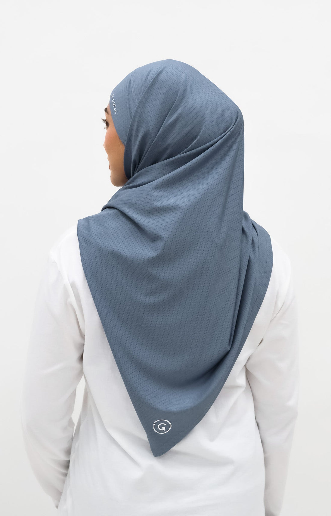 Sports Hijabs GLOWco Exclusive Tie Back Regular Shawl in Misty Blue