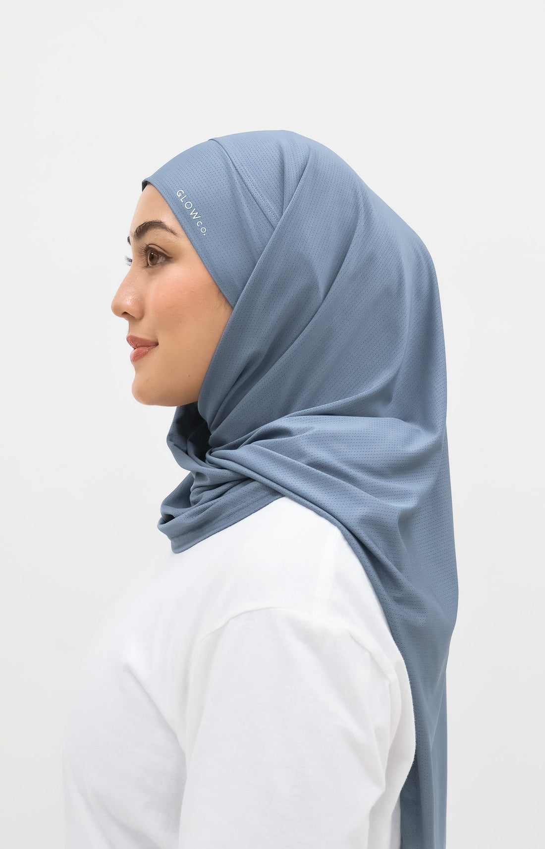 Sports Hijabs GLOWco Exclusive Tie Back Regular Shawl in Misty Blue