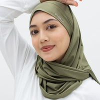 Sports Hijabs GLOWco Exclusive Tie Back Regular Shawl in Pale Olive