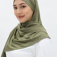 Sports Hijabs GLOWco Exclusive Tie Back Regular Shawl in Pale Olive