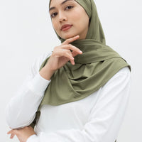 Sports Hijabs GLOWco Exclusive Tie Back Regular Shawl in Pale Olive