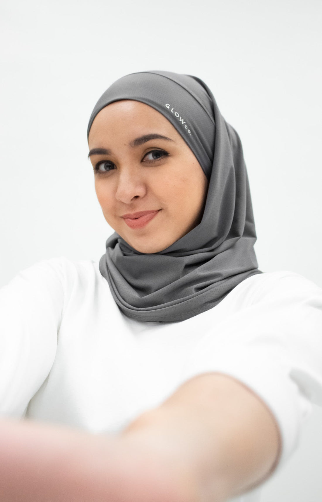 Sports Hijabs GLOWco Exclusive Tie Back Regular Shawl in Smoke Grey