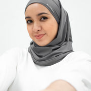 Sports Hijabs GLOWco Exclusive Tie Back Regular Shawl in Smoke Grey