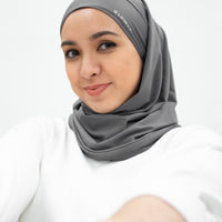Sports Hijabs GLOWco Exclusive Tie Back Regular Shawl in Smoke Grey