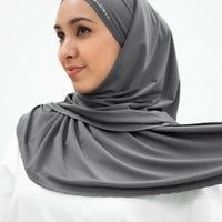 Sports Hijabs GLOWco Exclusive Tie Back Regular Shawl in Smoke Grey