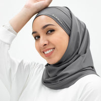 Sports Hijabs GLOWco Exclusive Tie Back Regular Shawl in Smoke Grey
