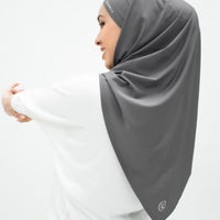 Sports Hijabs GLOWco Exclusive Tie Back Regular Shawl in Smoke Grey