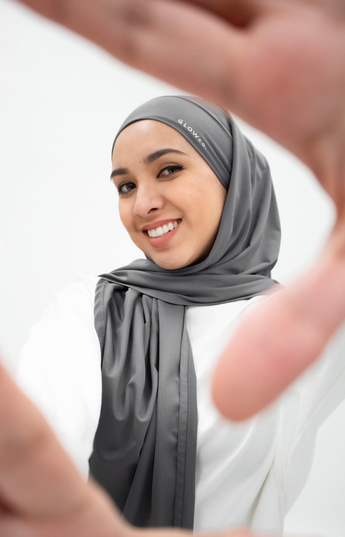 Sports Hijabs GLOWco Exclusive Tie Back Regular Shawl in Smoke Grey