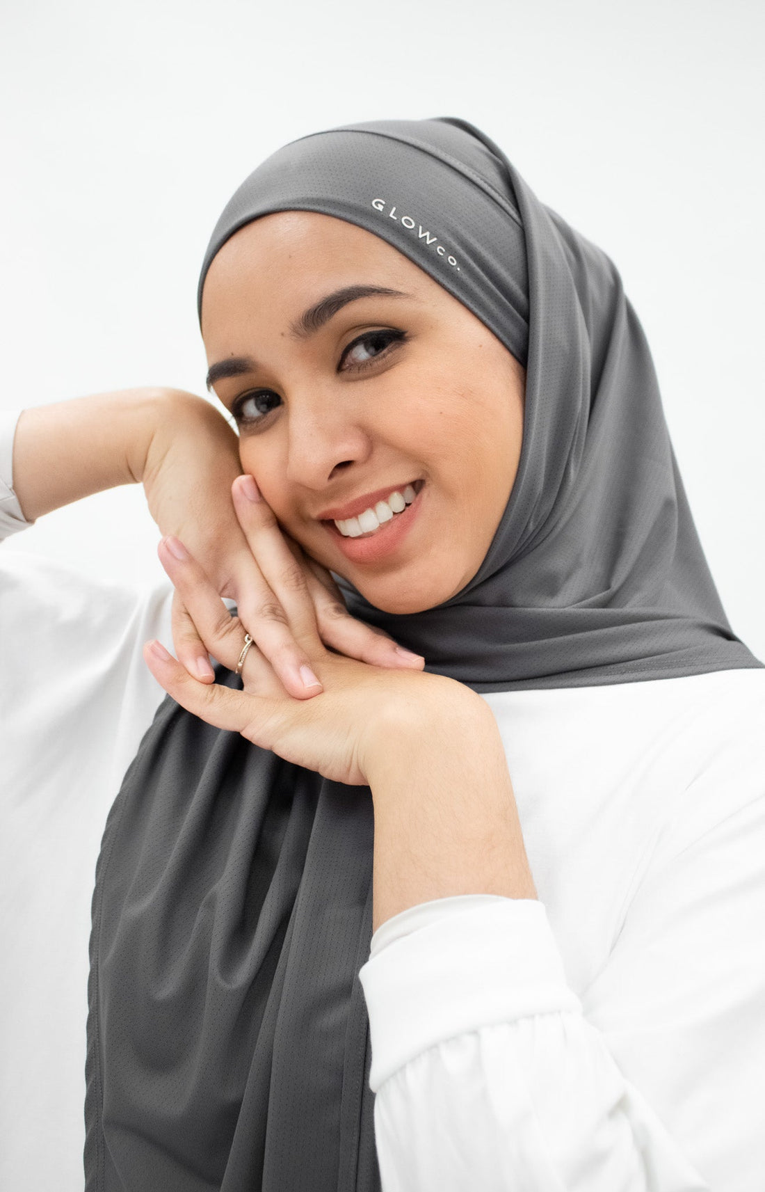 Sports Hijabs GLOWco Exclusive Tie Back Regular Shawl in Smoke Grey