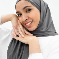 Sports Hijabs GLOWco Exclusive Tie Back Regular Shawl in Smoke Grey
