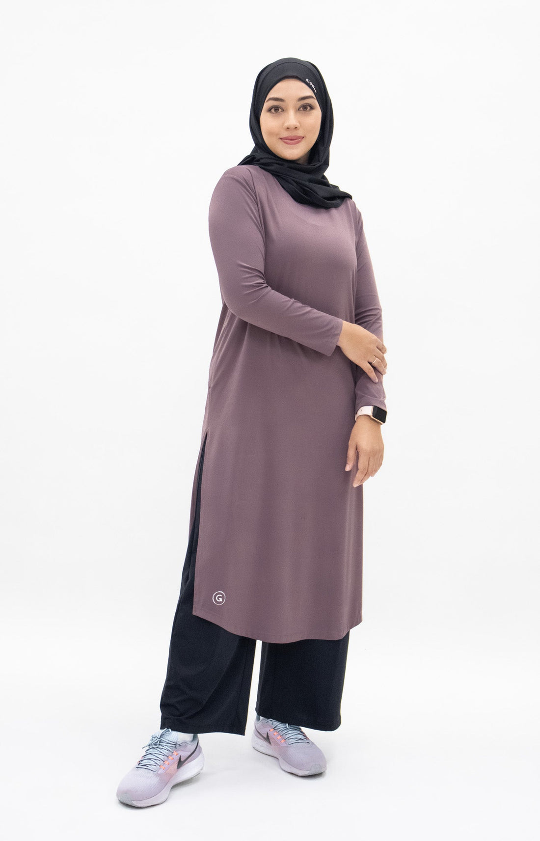 Tops GLOWco Exclusive Ultra Light Active Long Tunic in Desert Mauve