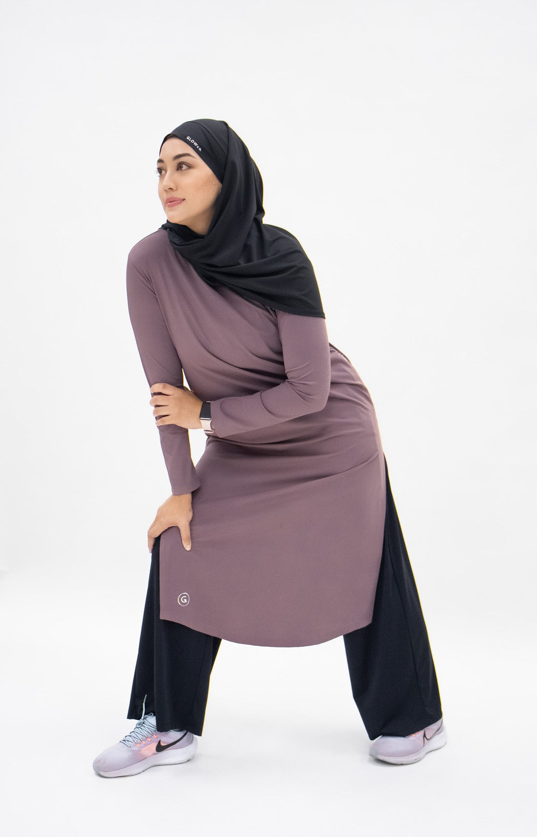 Tops GLOWco Exclusive Ultra Light Active Long Tunic in Desert Mauve