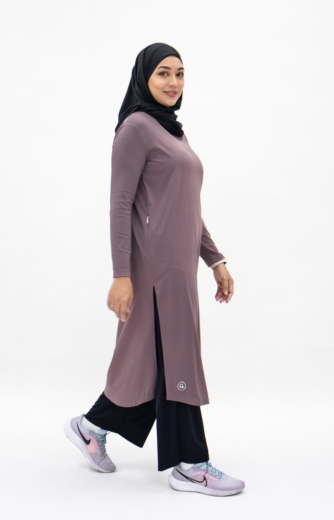 Tops GLOWco Exclusive Ultra Light Active Long Tunic in Desert Mauve