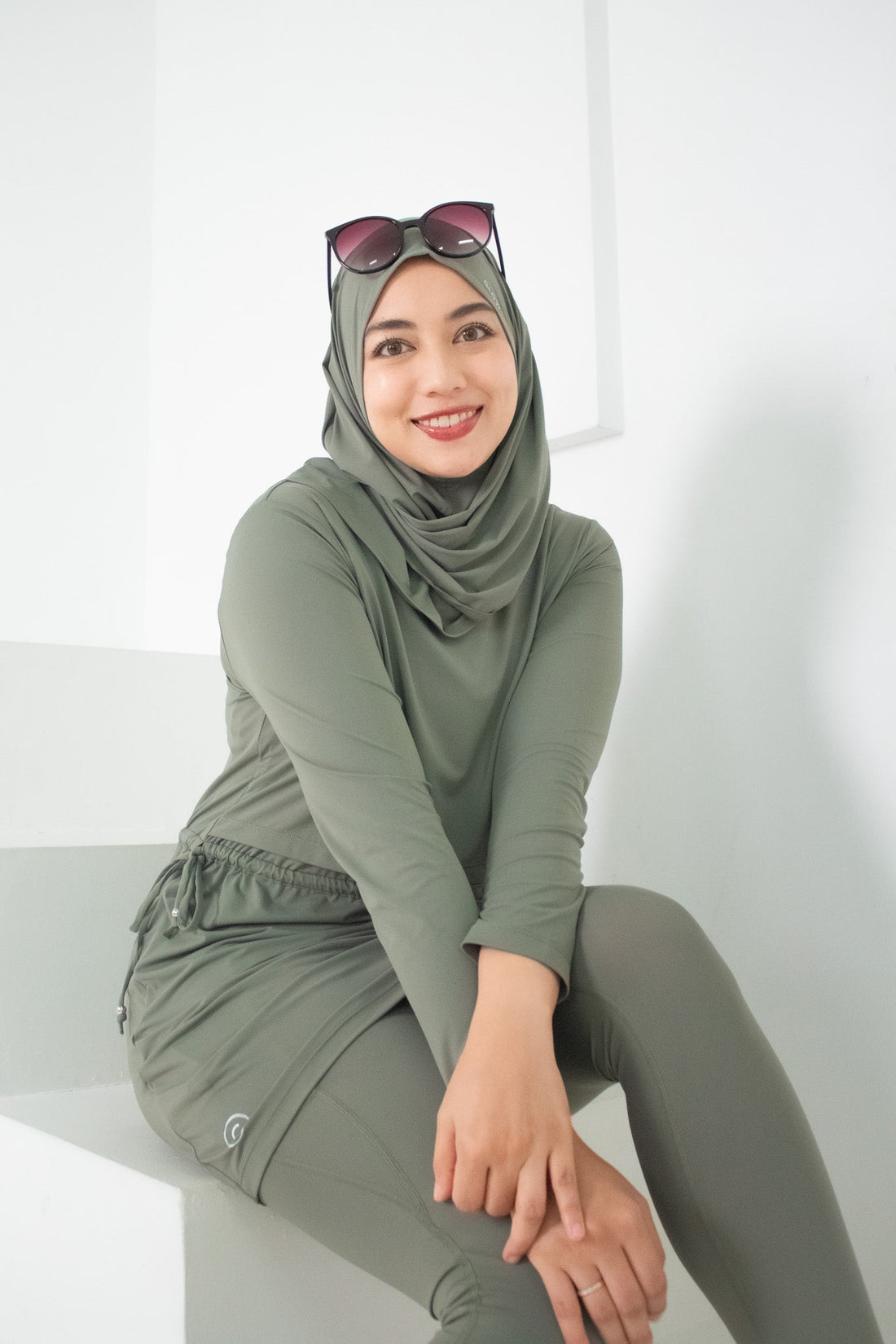 GLOWco Seaside Layered Swimwear in Sage Green