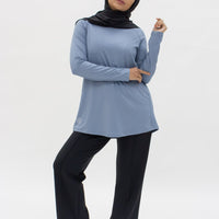 Sports Tops GLOWco Exclusive Pleated Top in Sky Blue
