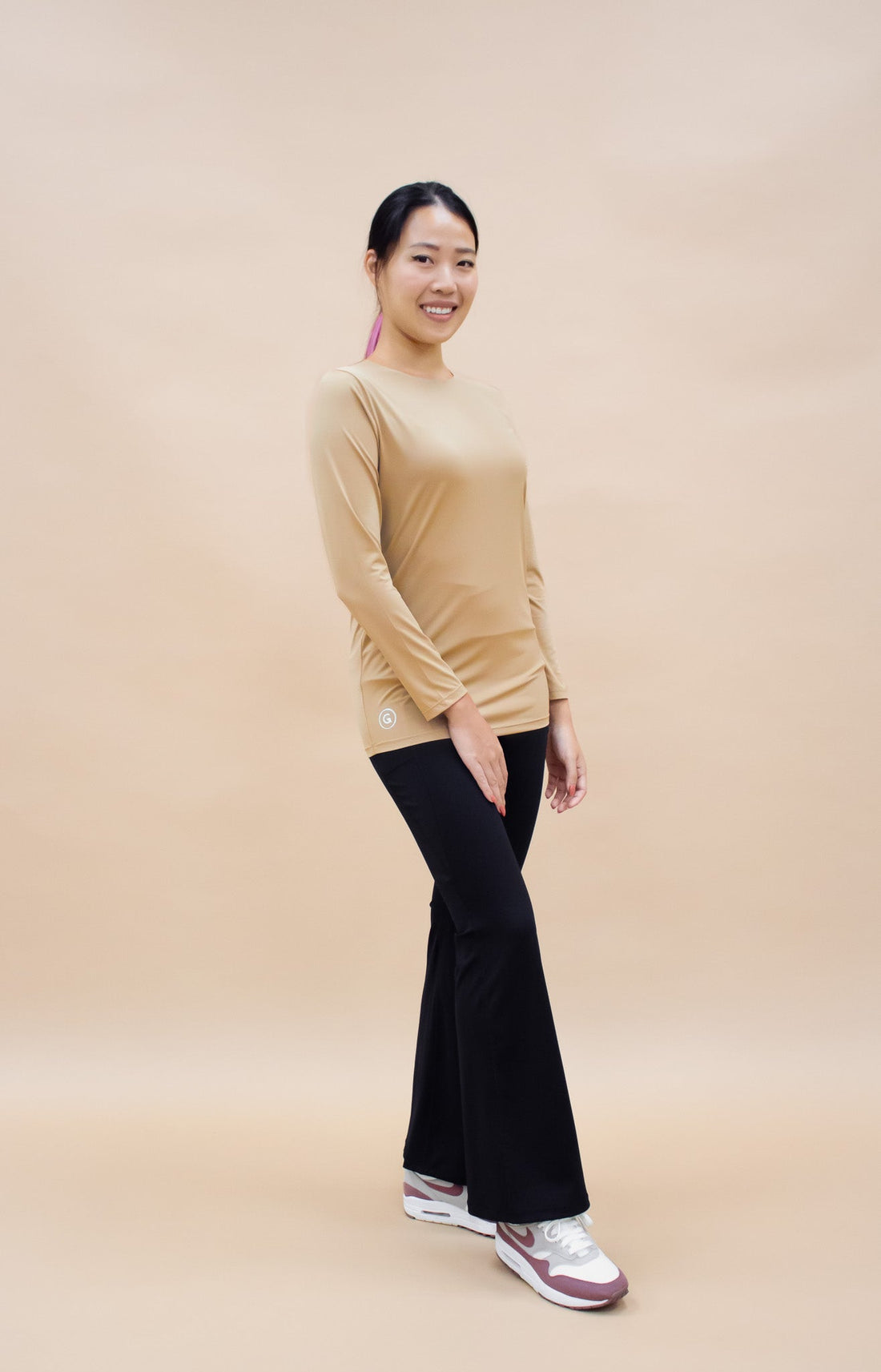 Innerwear GLOWco Exclusive AirLite InnerGlow Crew Neck Top in Tan