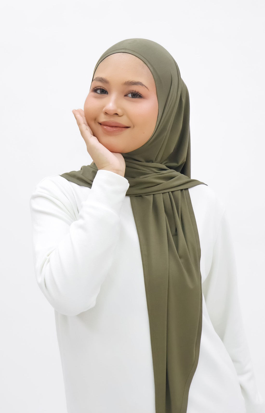 Everyday Hijabs GLOWco Exclusive Bamboo Butterfly Tri Scarf in Olive