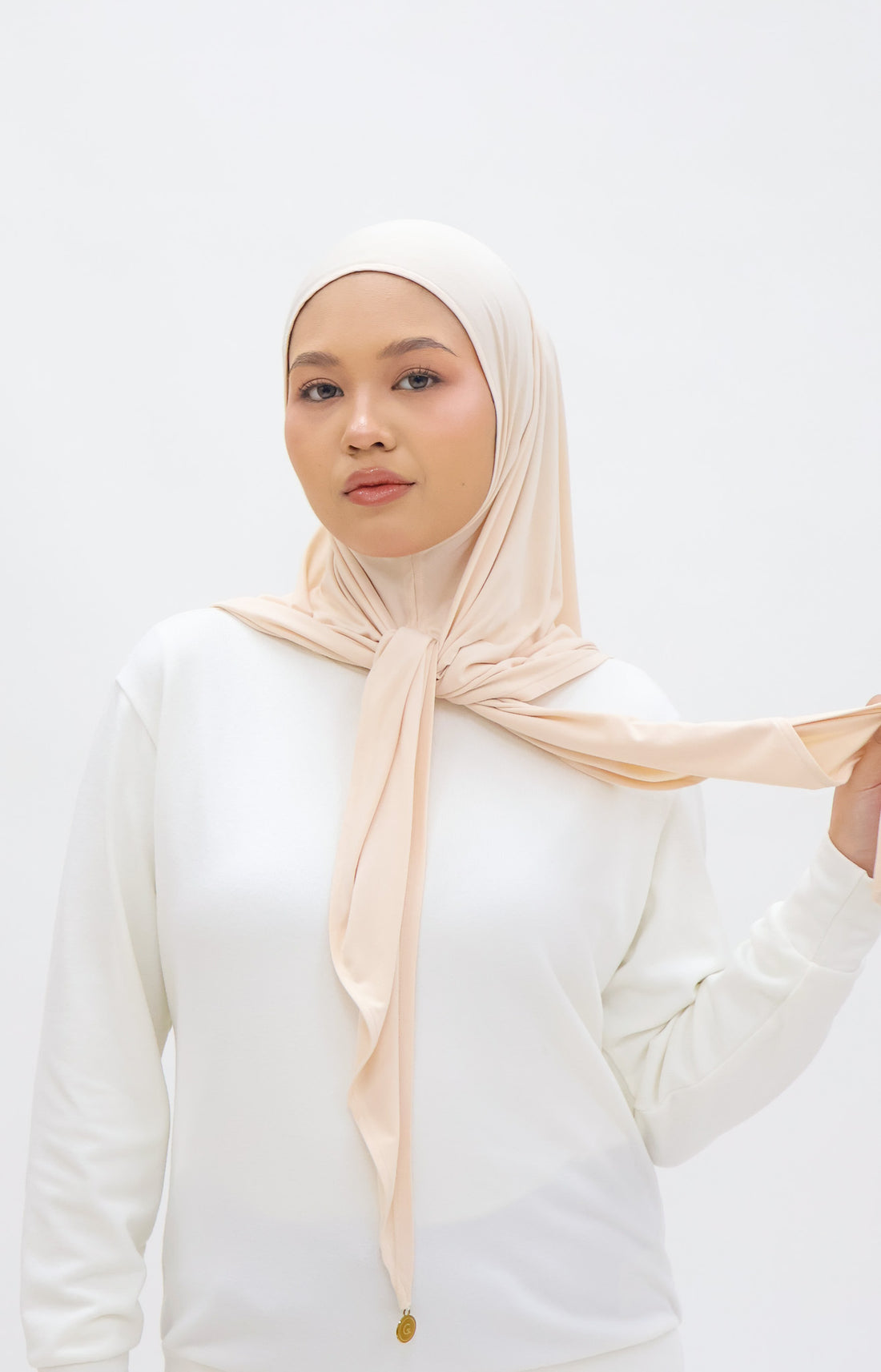 Everyday Hijabs GLOWco Exclusive Bamboo Butterfly Tri Scarf in Soft Peach