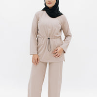 Tops GLOWco Exclusive Made to Move Light RelaxFit Co-ord Set in Light Taupe