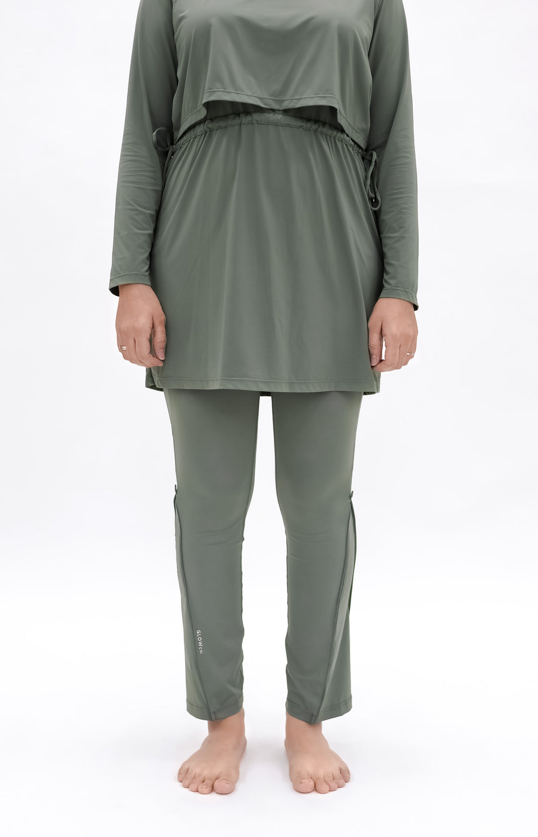 Swimwear GLOWco Exclusive Seaside Layered Swimwear in Sage Green