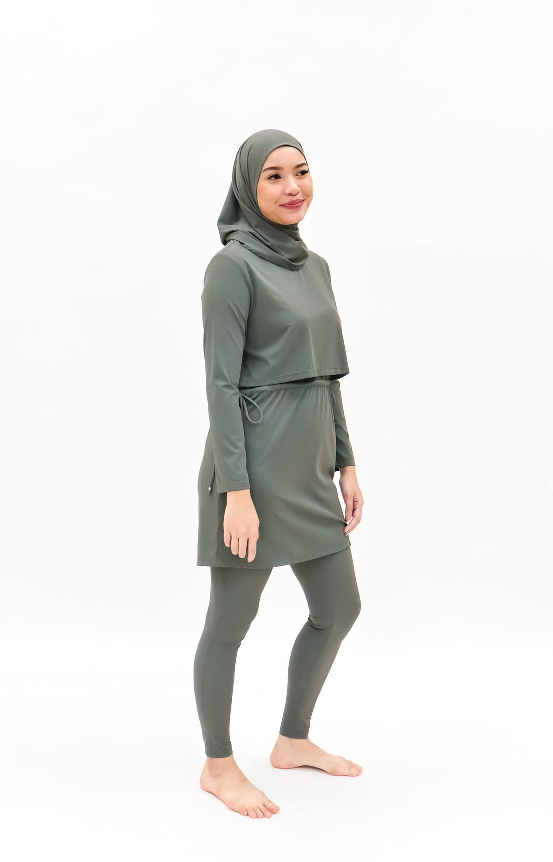 Swimwear GLOWco Exclusive Seaside Layered Swimwear in Sage Green