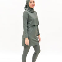 Swimwear GLOWco Exclusive Seaside Layered Swimwear in Sage Green