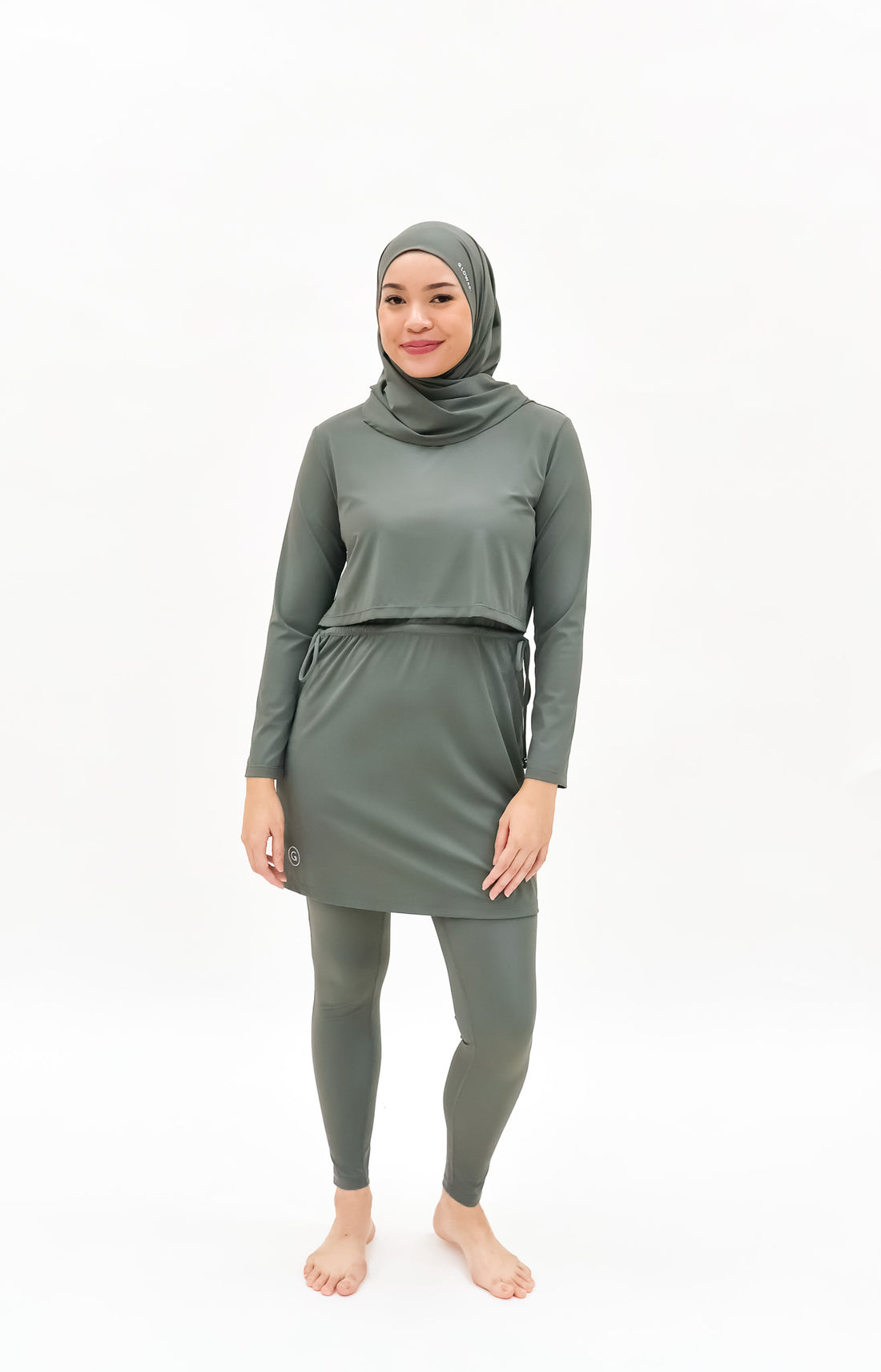 Swimwear GLOWco Exclusive Seaside Layered Swimwear in Sage Green