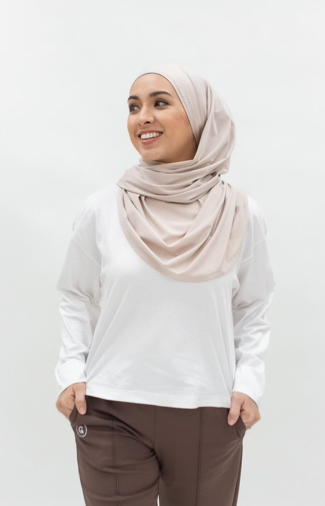 Sports Hijabs GLOWco Exclusive Tie Back MAXI Shawl in Barely Blush