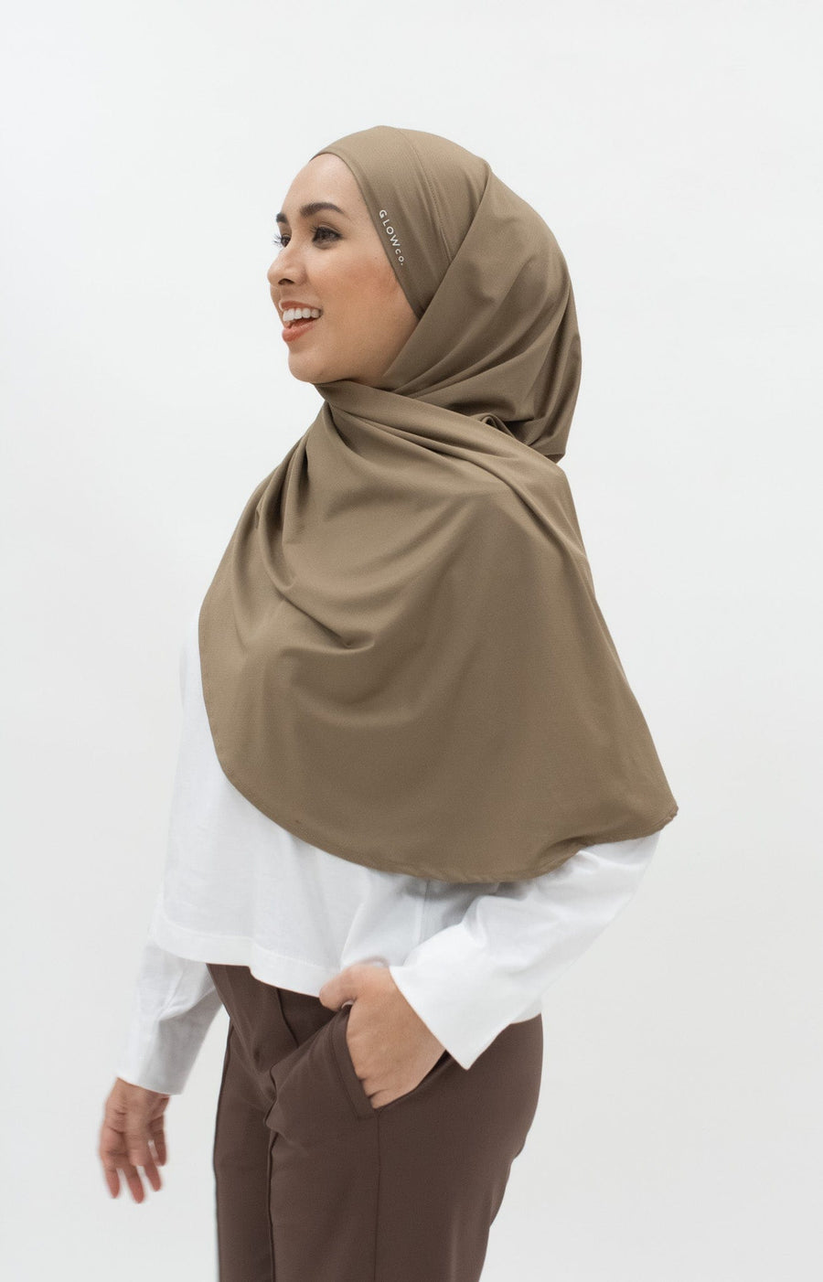 Sports Hijabs GLOWco Exclusive Tie Back MAXI Shawl in Cocoa Brown