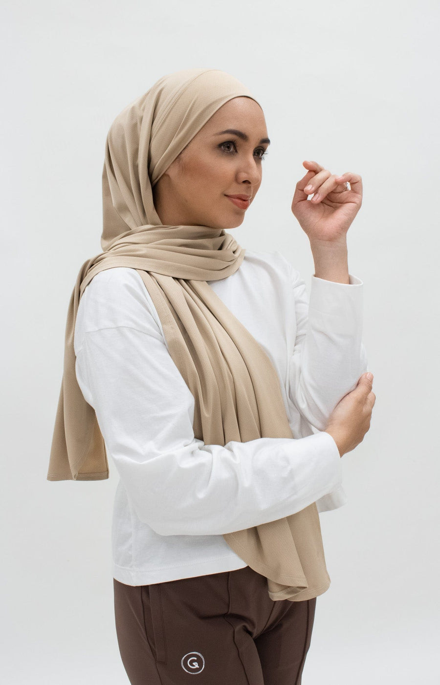 Sports Hijabs GLOWco Exclusive Tie Back MAXI Shawl in Cuban Sand