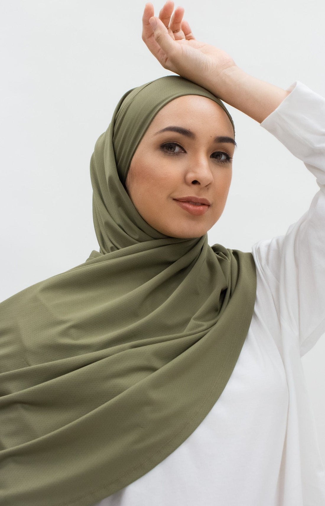 Sports Hijabs GLOWco Exclusive Tie Back MAXI Shawl in Pale Olive