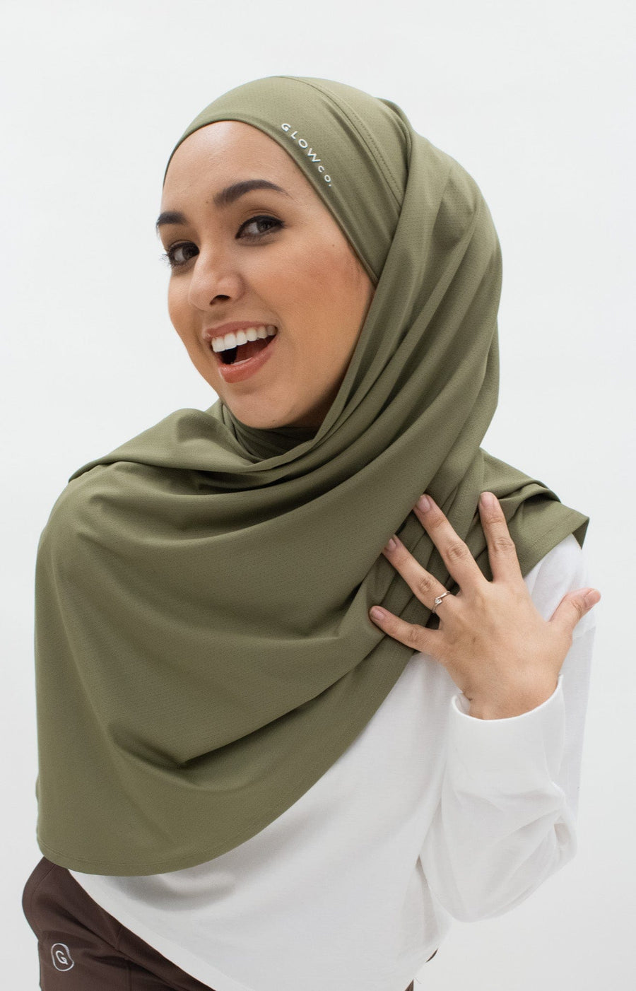 Sports Hijabs GLOWco Exclusive Tie Back MAXI Shawl in Pale Olive