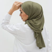 Sports Hijabs GLOWco Exclusive Tie Back MAXI Shawl in Pale Olive