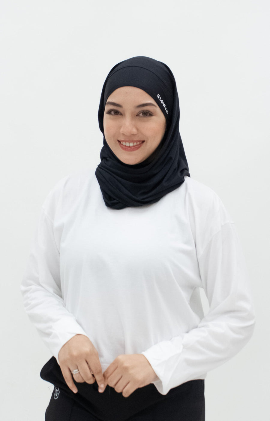 Sports Hijabs GLOWco Exclusive Tie Back Regular Lite Shawl in Black