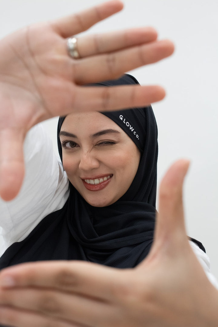 Sports Hijabs GLOWco Exclusive Tie Back Regular Lite Shawl in Black