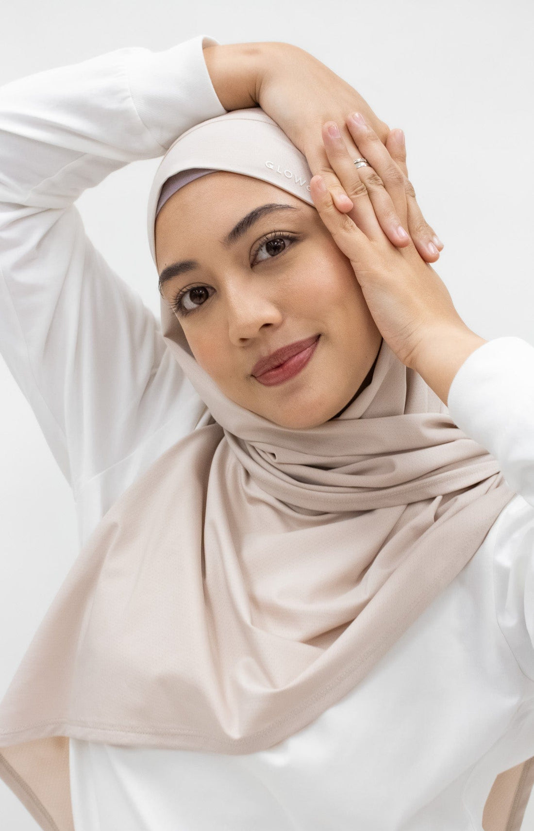 Sports Hijabs GLOWco Exclusive Tie Back Regular Shawl in Barely Blush