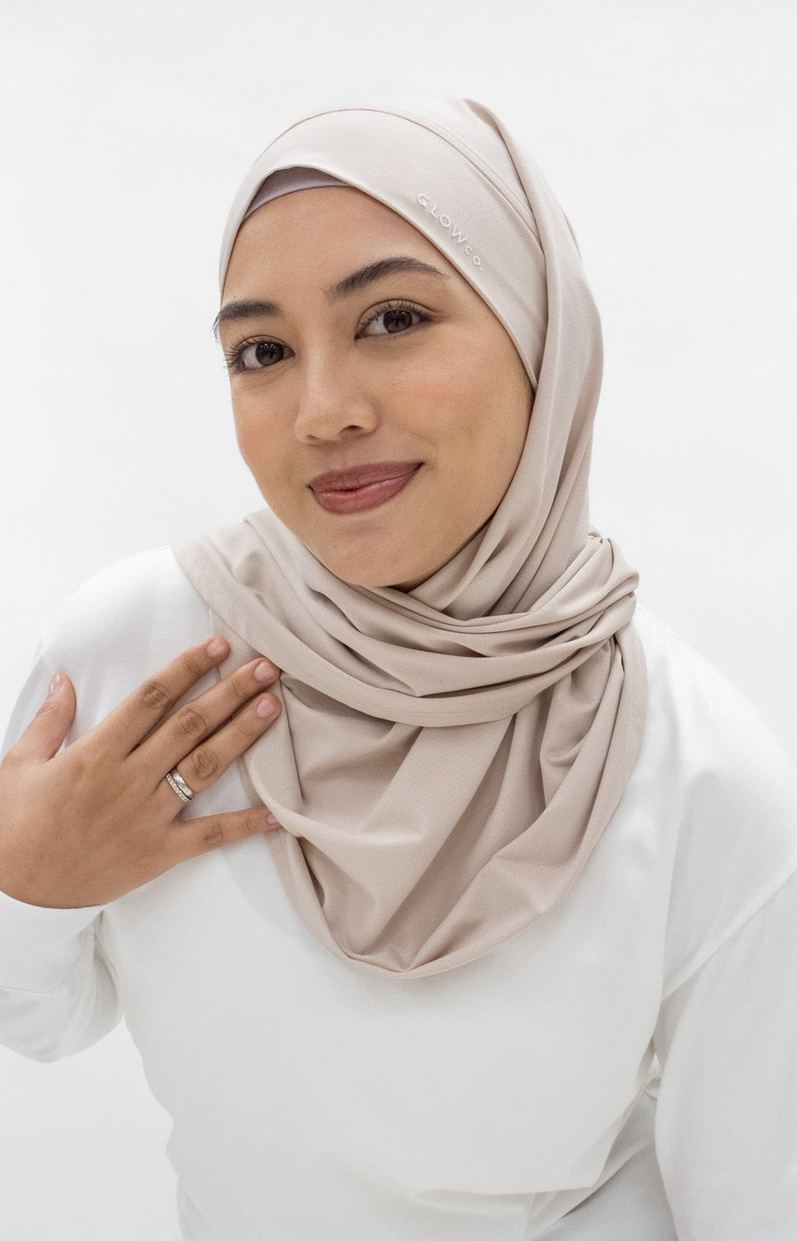 Sports Hijabs GLOWco Exclusive Tie Back Regular Shawl in Barely Blush