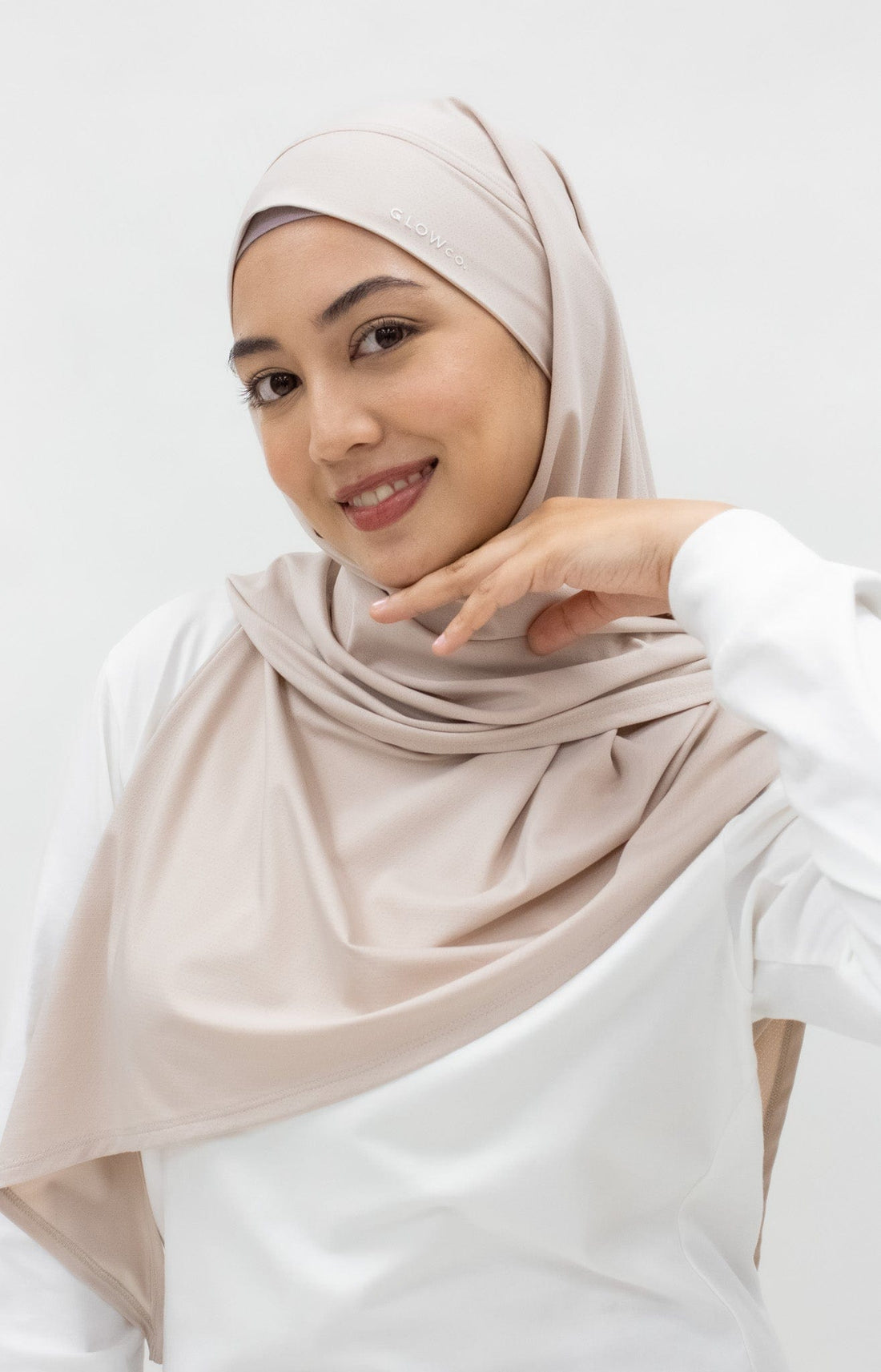 Sports Hijabs GLOWco Exclusive Tie Back Regular Shawl in Barely Blush