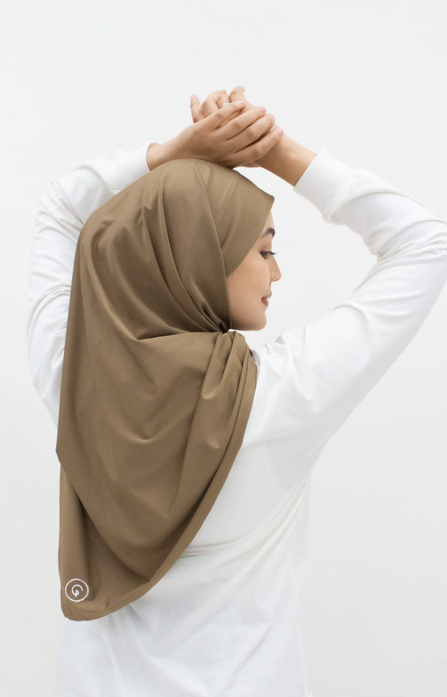 Sports Hijabs GLOWco Exclusive Tie Back Regular Shawl in Cocoa Brown