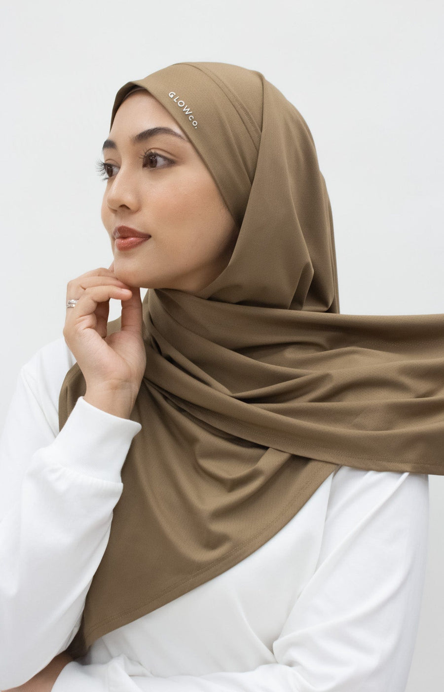 Sports Hijabs GLOWco Exclusive Tie Back Regular Shawl in Cocoa Brown