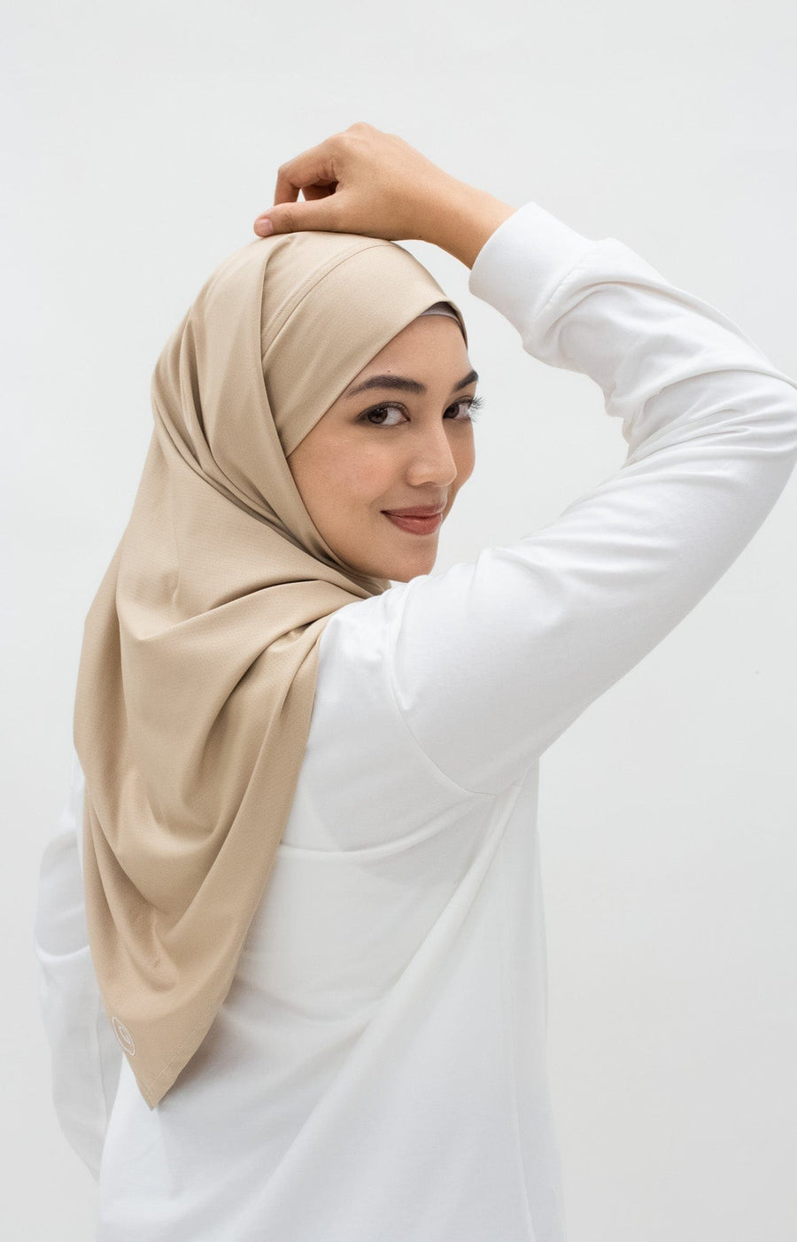 Sports Hijabs GLOWco Exclusive Tie Back Regular Shawl in Cuban Sand