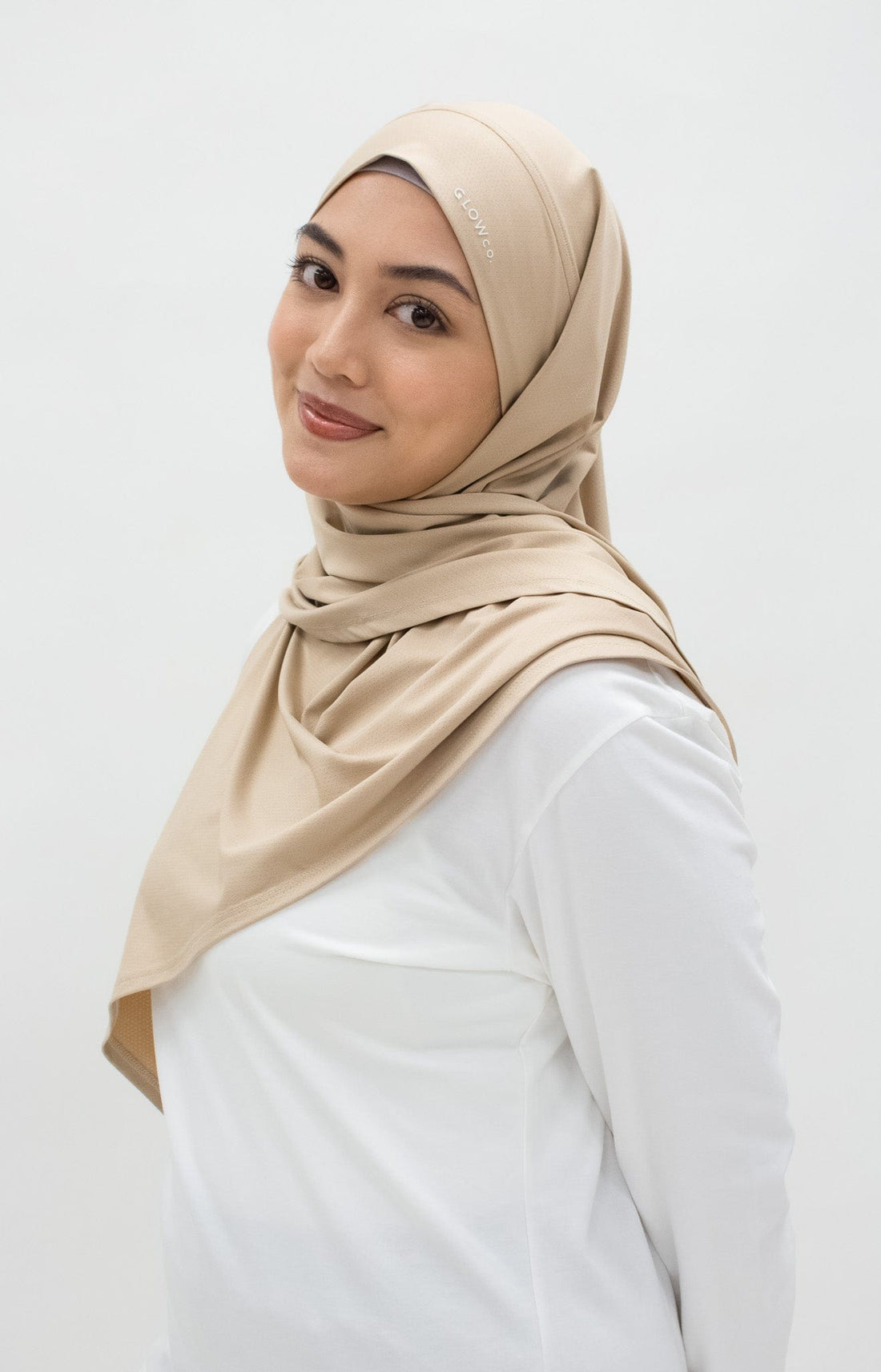 Sports Hijabs GLOWco Exclusive Tie Back Regular Shawl in Cuban Sand