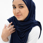Sports Hijabs GLOWco Exclusive Tie Back Regular Shawl in Midnight Blue