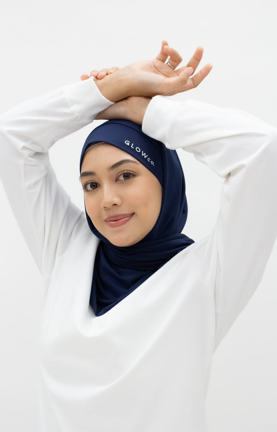 Sports Hijabs GLOWco Exclusive Tie Back Regular Shawl in Midnight Blue