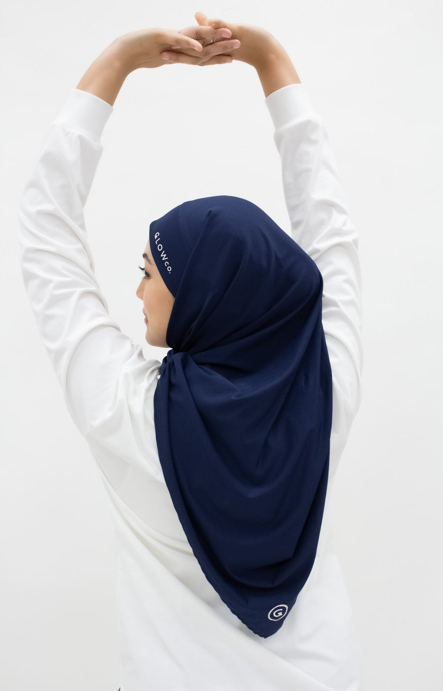 Sports Hijabs GLOWco Exclusive Tie Back Regular Shawl in Midnight Blue