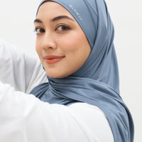 Sports Hijabs GLOWco Exclusive Tie Back Regular Shawl in Misty Blue