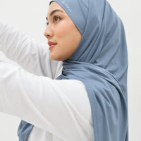 Sports Hijabs GLOWco Exclusive Tie Back Regular Shawl in Misty Blue