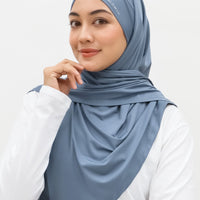 Sports Hijabs GLOWco Exclusive Tie Back Regular Shawl in Misty Blue