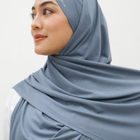 Sports Hijabs GLOWco Exclusive Tie Back Regular Shawl in Misty Blue